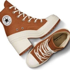 Converse High-Top Sneakers in Brown and Cream
